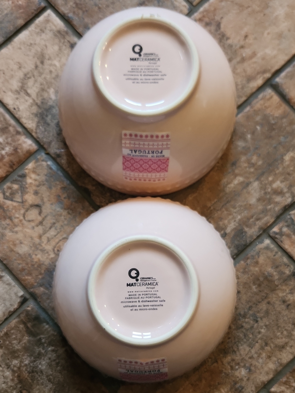 New Matceramica Pink Ceramic 6 1/2" Cereal Bowls Set Of 2 - Picture 4 of 5